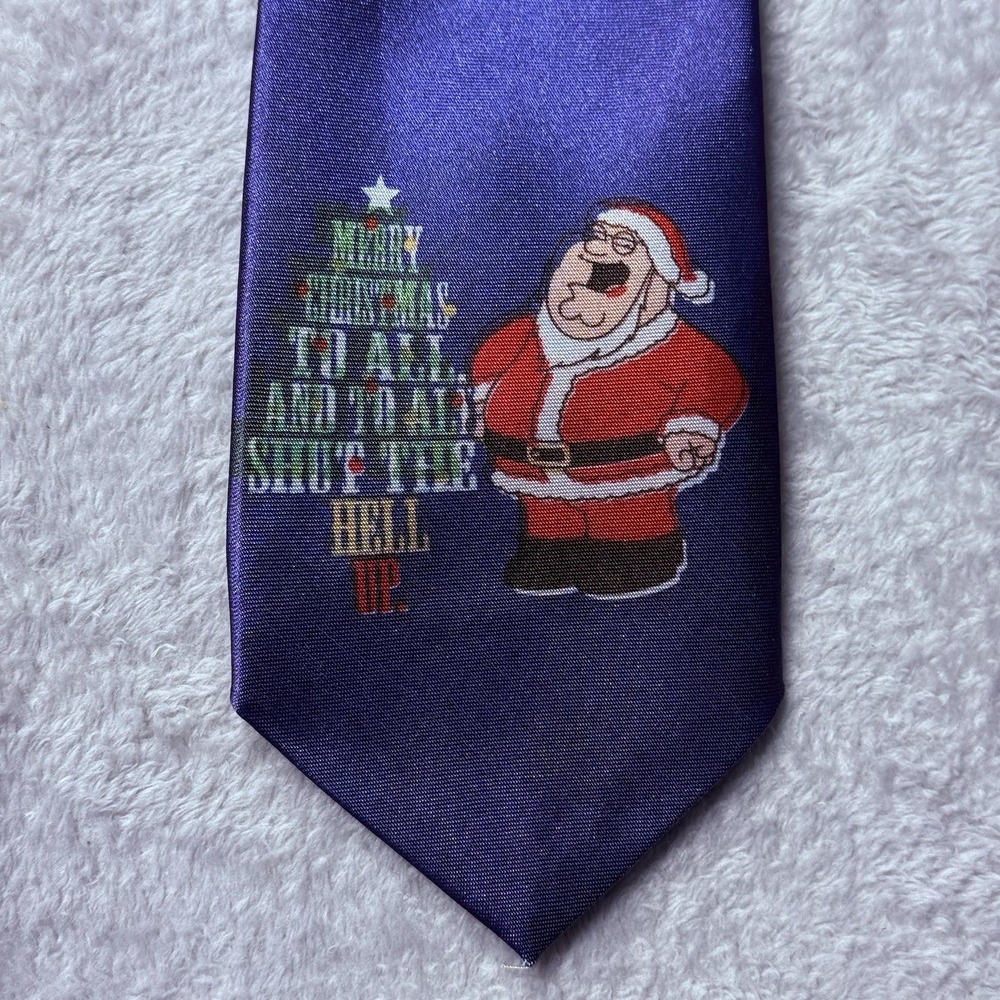 Family Guy Necktie Mens OS Purple Peter Griffin Santa Shut The Hell Up Christmas